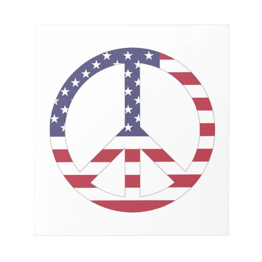 アメリカ国旗の平和サイン ノートパッド (正面)