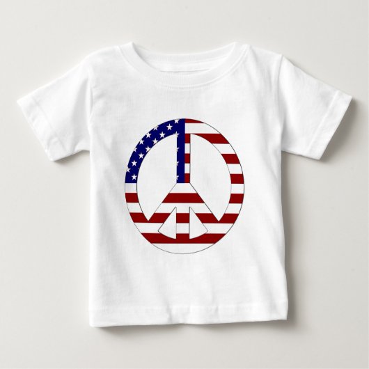 アメリカ国旗の平和サイン ベビーTシャツ (正面)