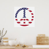 アメリカ国旗の平和サイン ポスター (キッチン)