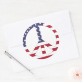 アメリカ国旗の平和サイン ラウンドシール (封筒)