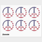 アメリカ国旗の平和サイン ラウンドシール (シート)