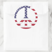 アメリカ国旗の平和サイン ラウンドシール (バッグ)