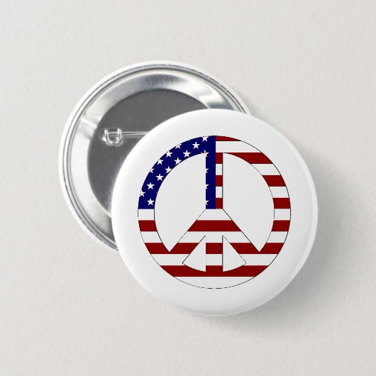 アメリカ国旗の平和サイン 缶バッジ (正面&裏面)
