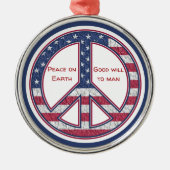 アメリカ国旗の平和標識セラミックオーナメント メタルオーナメント (正面)