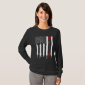 アメリカ国旗の弓ハンターアーチェリーアロー Tシャツ (正面フル)
