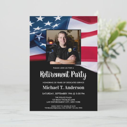 アメリカ国旗の引退愛国的な写真警察 招待状 (スタンド正面)