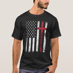 アメリカ国旗の恐怖メンズウィメンズチェリに対する信仰 Tシャツ
