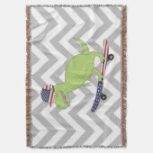 アメリカ国旗の恐竜スケートボード スローブランケット (正面縦)