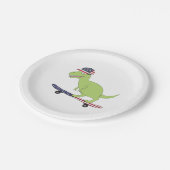 アメリカ国旗の恐竜スケートボード ペーパープレート (アングル)