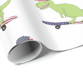 アメリカ国旗の恐竜スケートボード ラッピングペーパー (ロールコーナー)