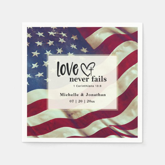 アメリカ国旗の愛が聖書の愛国心を破らない結婚 スタンダードカクテルナプキン (正面)