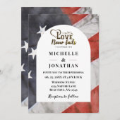 アメリカ国旗の愛が聖書の愛国心を破らない結婚 招待状 (正面/裏面)