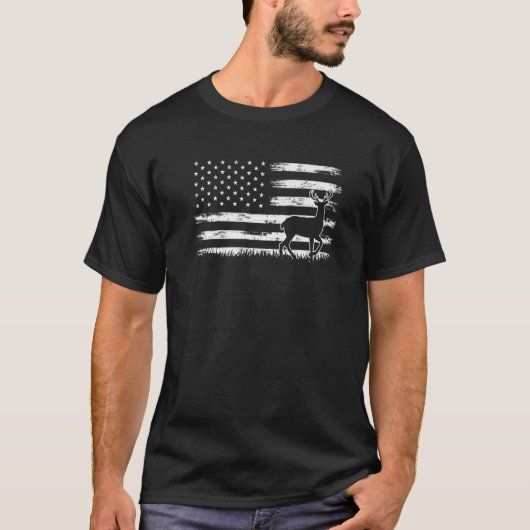 アメリカ国旗の愛に狩り鹿狩り3 Tシャツ (正面)