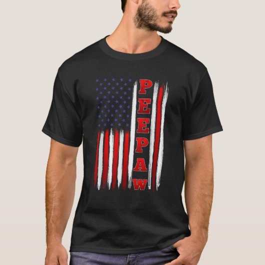 アメリカ国旗の愛国心のある顔の男 Tシャツ (正面)