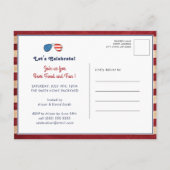 アメリカ国旗の愛国心のコルギ7月4日パーティー インビテーションポストカード (裏面)