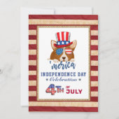 アメリカ国旗の愛国心のコルギ7月4日パーティー 招待状 (正面)