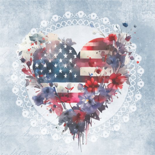 アメリカ国旗の愛国心の強い7月4日の独立記念日 シール (正面)