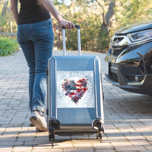 アメリカ国旗の愛国心の強い7月4日の独立記念日 シール (スーツケースインサイチュ)