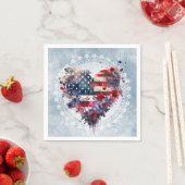 アメリカ国旗の愛国心の強い7月4日の独立記念日 スタンダードカクテルナプキン (インサイチュ)