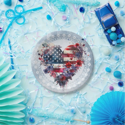 アメリカ国旗の愛国心の強い7月4日の独立記念日 ペーパープレート (パーティー)