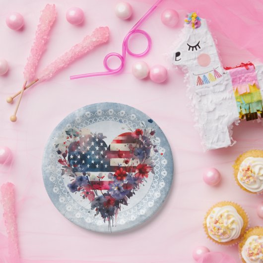 アメリカ国旗の愛国心の強い7月4日の独立記念日 ペーパープレート (パーティー)