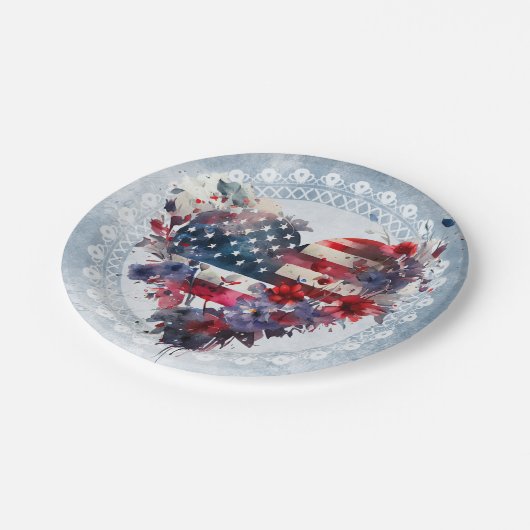 アメリカ国旗の愛国心の強い7月4日の独立記念日 ペーパープレート (アングル)