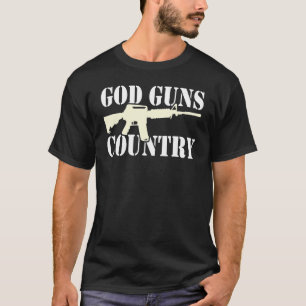 アメリカ国旗の愛国心を持つ神の銃国 Tシャツ