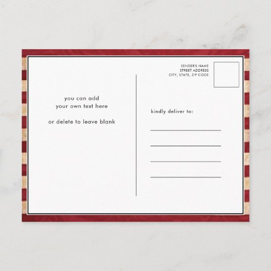 アメリカ国旗の愛国心4日7月BBQパーティー インビテーションポストカード (裏面)