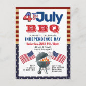 アメリカ国旗の愛国心4日7月BBQパーティー インビテーションポストカード (正面)