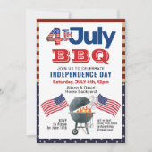アメリカ国旗の愛国心4日7月BBQパーティー 招待状 (正面)
