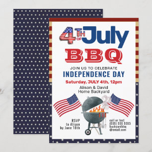 アメリカ国旗の愛国心4日7月BBQパーティー 招待状