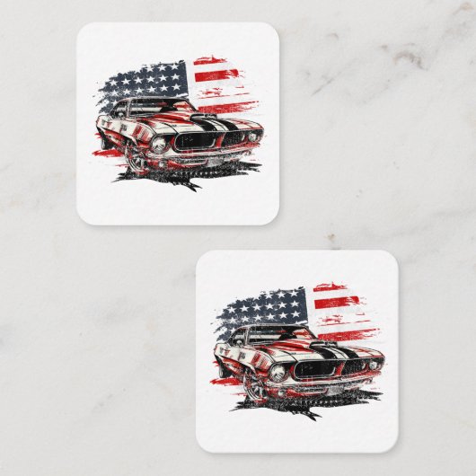 アメリカ国旗の愛国心 スクエア名刺 (正面/裏面)