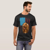 アメリカ国旗の愛国犬コッカースパニエル犬 Tシャツ (正面フル)