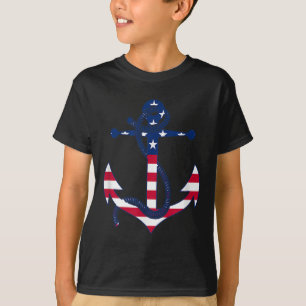 アメリカ国旗の愛国的いかり-メモリアルデー4th tシャツ