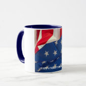 アメリカ国旗の愛国的なカスタム赤白青 マグカップ (正面左)