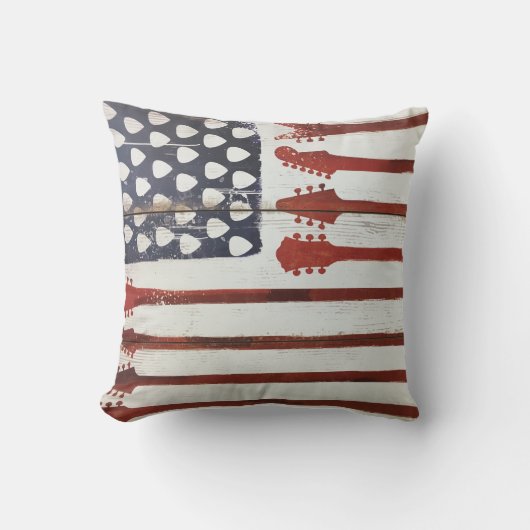 アメリカ国旗の愛国的なギター音楽 クッション (正面)