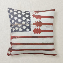 アメリカ国旗の愛国的なギター音楽 クッション