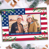 アメリカ国旗の愛国的なクリスマスカスタムの写真 シーズンカード