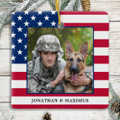 アメリカ国旗の愛国的なクリスマスカスタムの写真 セラミックオーナメント