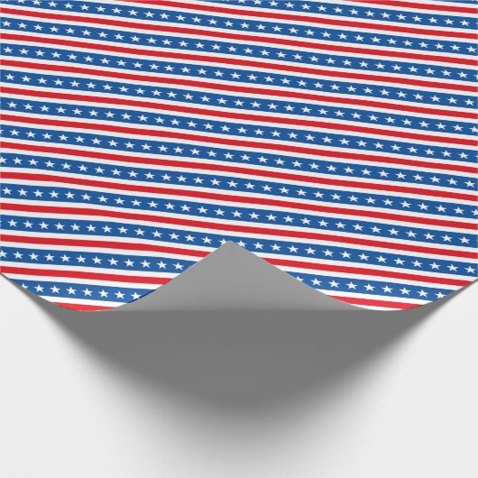 アメリカ国旗の愛国的なスターとストライプ ラッピングペーパー (角)