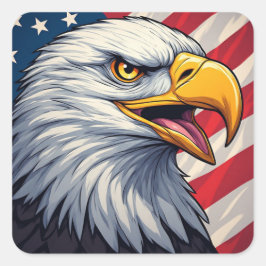 アメリカ国旗の愛国的なデザインの漫画の鷲 スクエアシール
