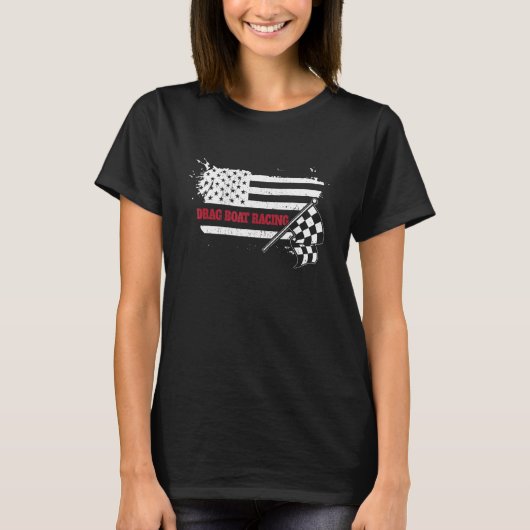 アメリカ国旗の愛国的なドラッグボートレーシングスピードボア Tシャツ (正面)