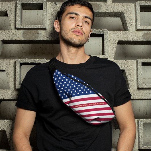 アメリカ国旗の愛国的なモノグラムのウエストのクロスボディ ファニーパック