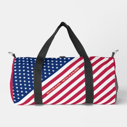 アメリカ国旗の愛国的なモノグラムジムスポーツトラベル ダッフルバッグ (正面)
