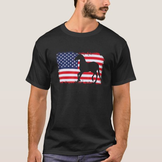 アメリカ国旗の愛国的な乗馬 Tシャツ (正面)