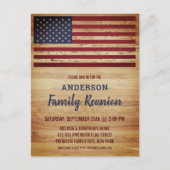 アメリカ国旗の愛国的な家族の再会 インビテーションポストカード (正面)