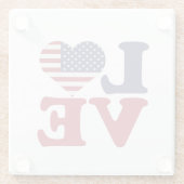 アメリカ国旗の愛国的な愛 ガラスコースター (裏面)