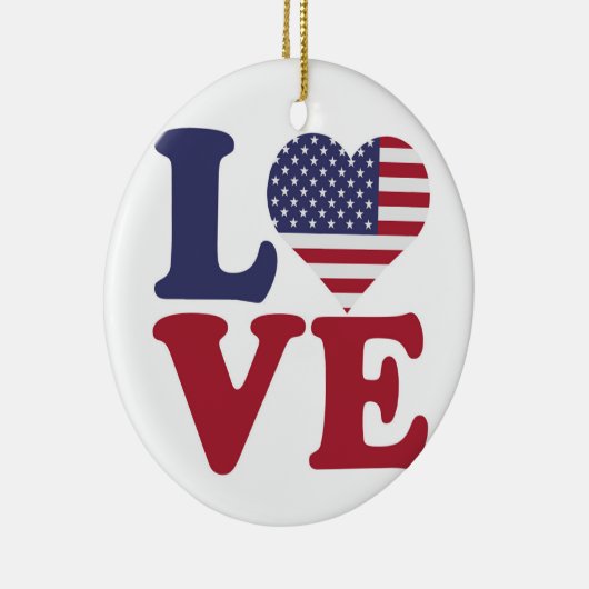 アメリカ国旗の愛国的な愛 セラミックオーナメント (右)