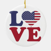 アメリカ国旗の愛国的な愛 セラミックオーナメント (裏面)