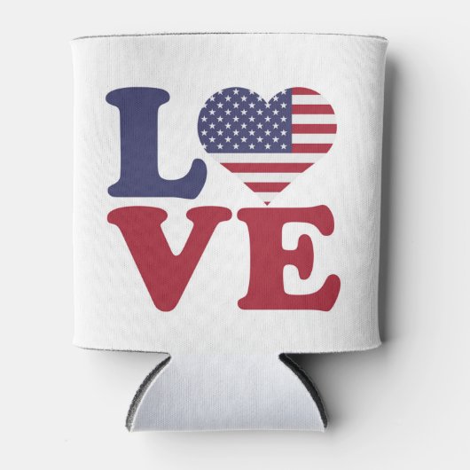 アメリカ国旗の愛国的な愛 缶クーラー (正面)